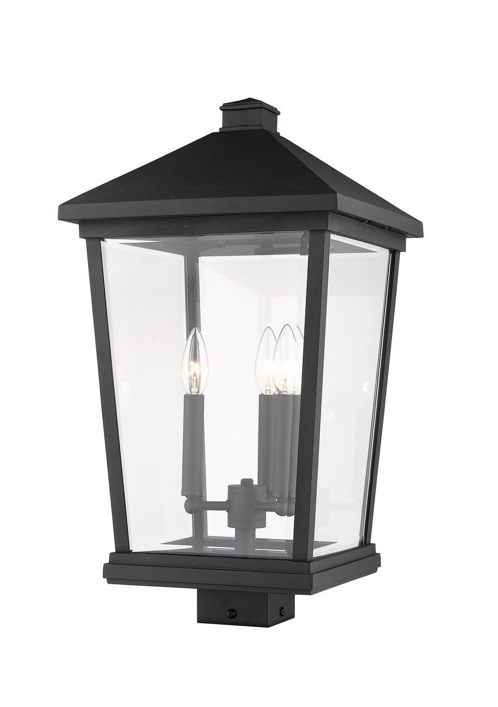 Beacon 3 Light Outdoor Post Mount Fixture in Black Finish
