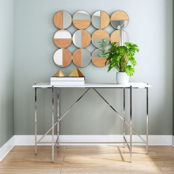 Cycle Round Mirror Gold & Walnut