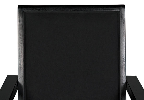 Henderson Sungkai/Mindi and Industrial Steel Chair in Charcoal Black with Black Cotton Fabric