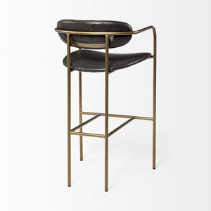 Parker Brown Faux Leather Seat Gold Metal Bar Stool