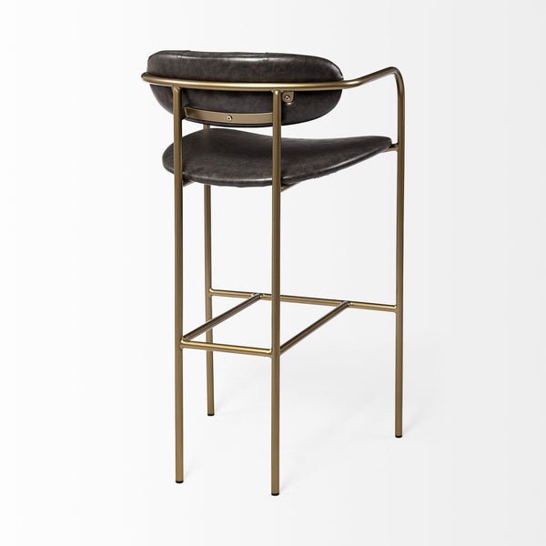 Parker Brown Faux Leather Seat Gold Metal Bar Stool