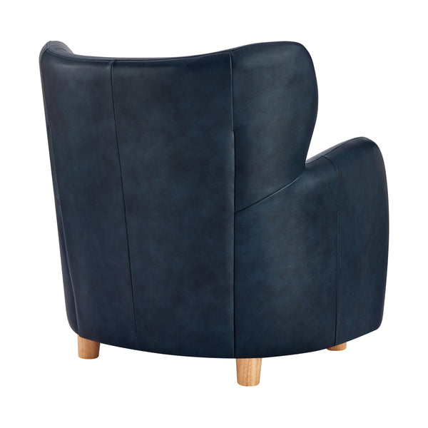 Tiffany KD Top Grain Leather Accent Arm Chair, Garrett Blue