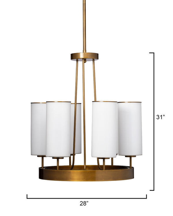 Kingdom Glass 6-Light Chandelier, Antique Brass