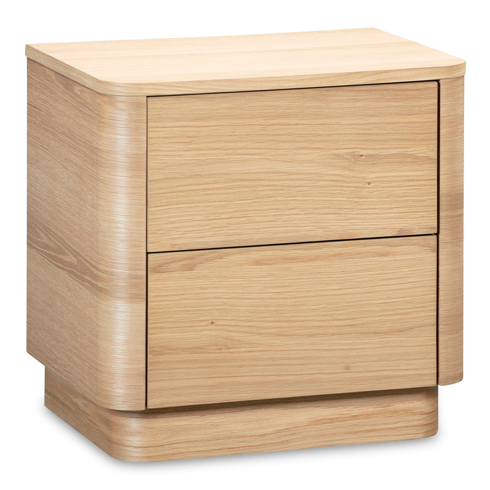 Round Off Tall Nightstand in Natural Oak