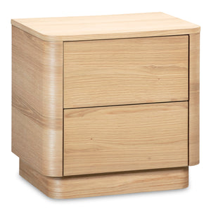Round Off Tall Nightstand in Natural Oak
