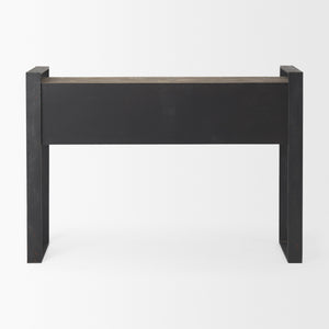 Carga 48L x 12W Black Metal Frame Brown Wooden Top Console Table W/Storage