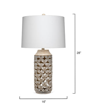 Flora Resin Table Lamp, White Wash