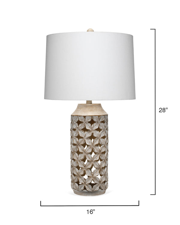 Flora Resin Table Lamp, White Wash