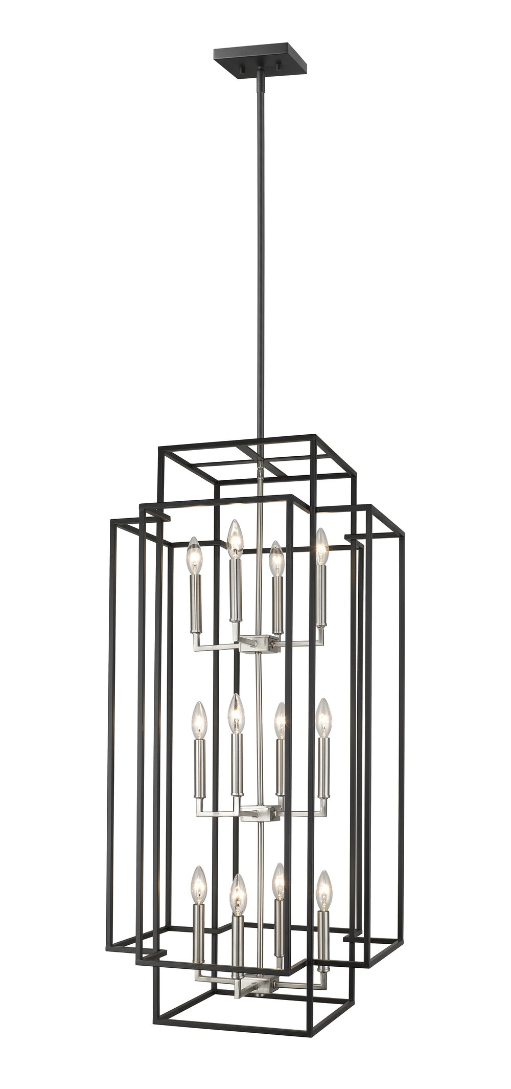 Titania 12 Light Pendant in Black + Brushed Nickel Finish