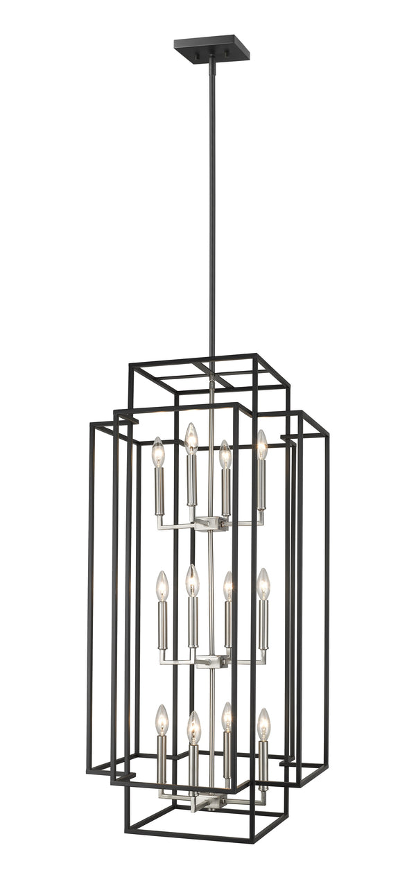 Titania 12 Light Pendant in Black + Brushed Nickel Finish