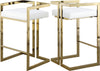 Winifred Stool In White Faux Leather and Gold
