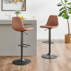 Robert KD PU Gaslift Swivel Bar Stool, Umber Brown