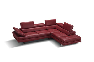 Eliza Italian Leather Sectional Red In Right hand Facing