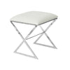 "X" STOOL, NICKEL W CREAM OSTRICH