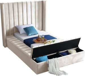Joanne Twin Bed In Cream Velvet
