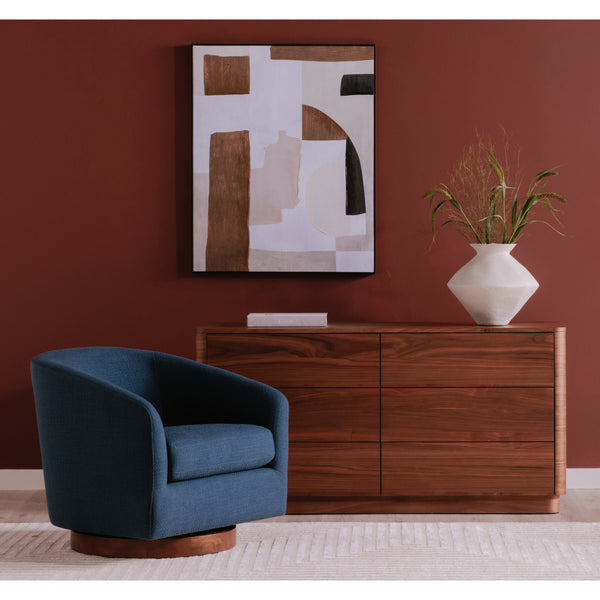 Moe's Oscy Swivel Chair Dark Atlantic Blue