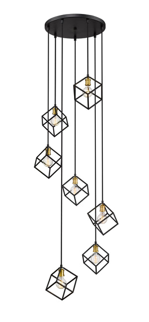 Vertical 7 Light Pendant in Bronze + Olde Brass Finish