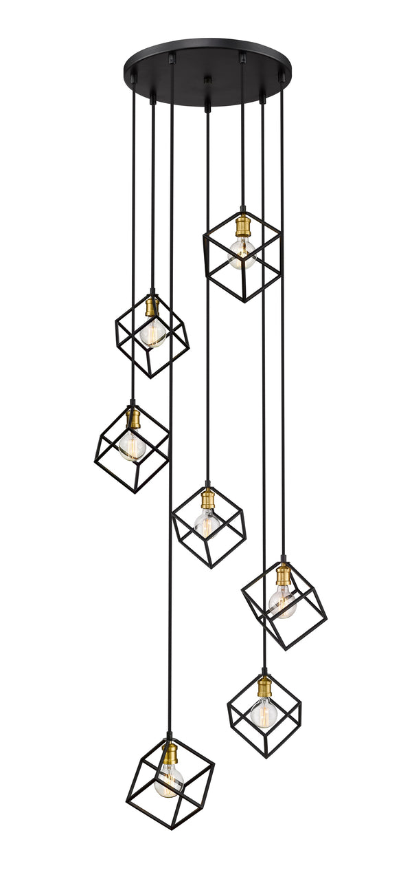 Vertical 7 Light Pendant in Bronze + Olde Brass Finish