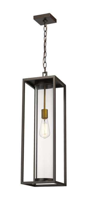 Dunbroch 1 Light Outdoor Chain Mount Ceiling Fixture in Deep Bronze + Outdoor Brass Finish