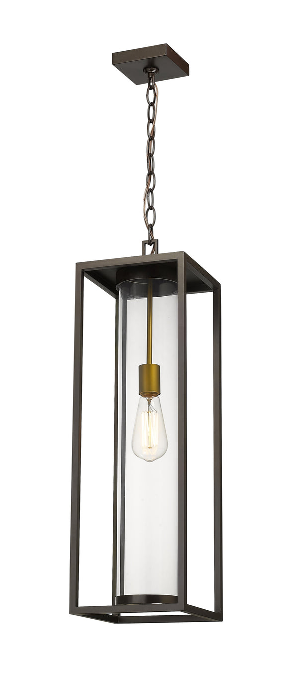 Dunbroch 1 Light Outdoor Chain Mount Ceiling Fixture in Deep Bronze + Outdoor Brass Finish