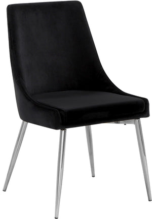 Lynette Dining Chair In Black Velvet and Chrome