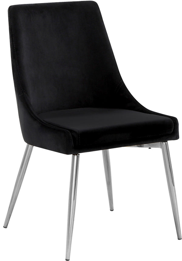 Lynette Dining Chair In Black Velvet and Chrome