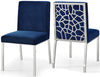 Sammy Dining Chair In Navy Velvet and Chrome