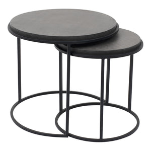 Roost Nesting Tables Black Lava Stone and Iron