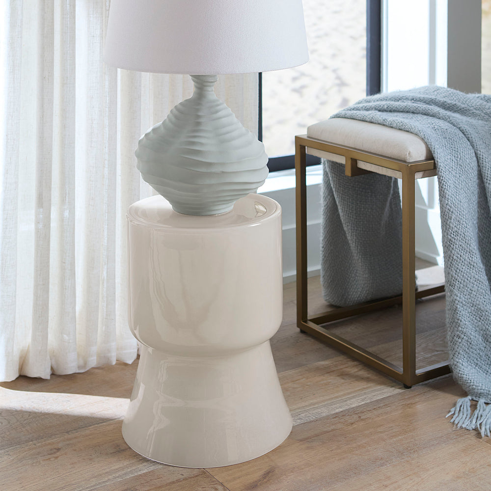 Huntington Garden Glass Stool, Cream