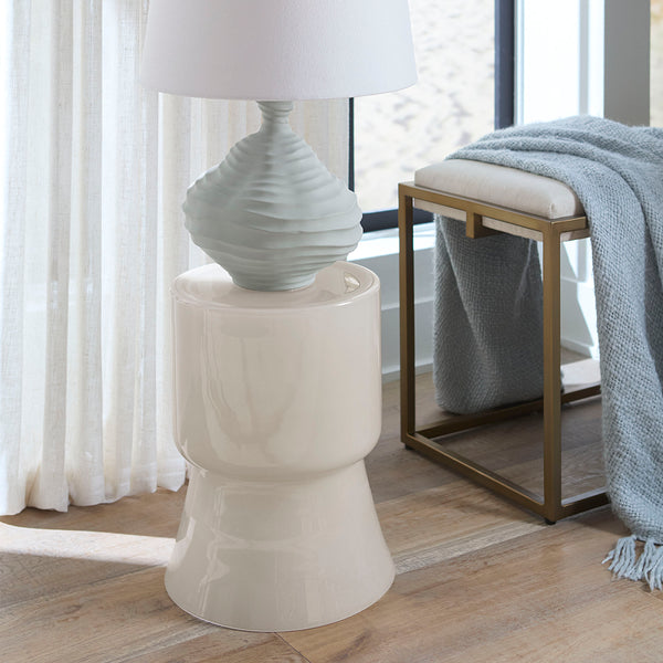 Huntington Garden Glass Stool, Cream
