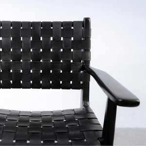 Cahyo Woven Leather Dining Arm Chair - Black
