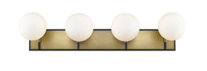 Parsons 4 Light Vanity in Matte Black + Olde Brass Finish