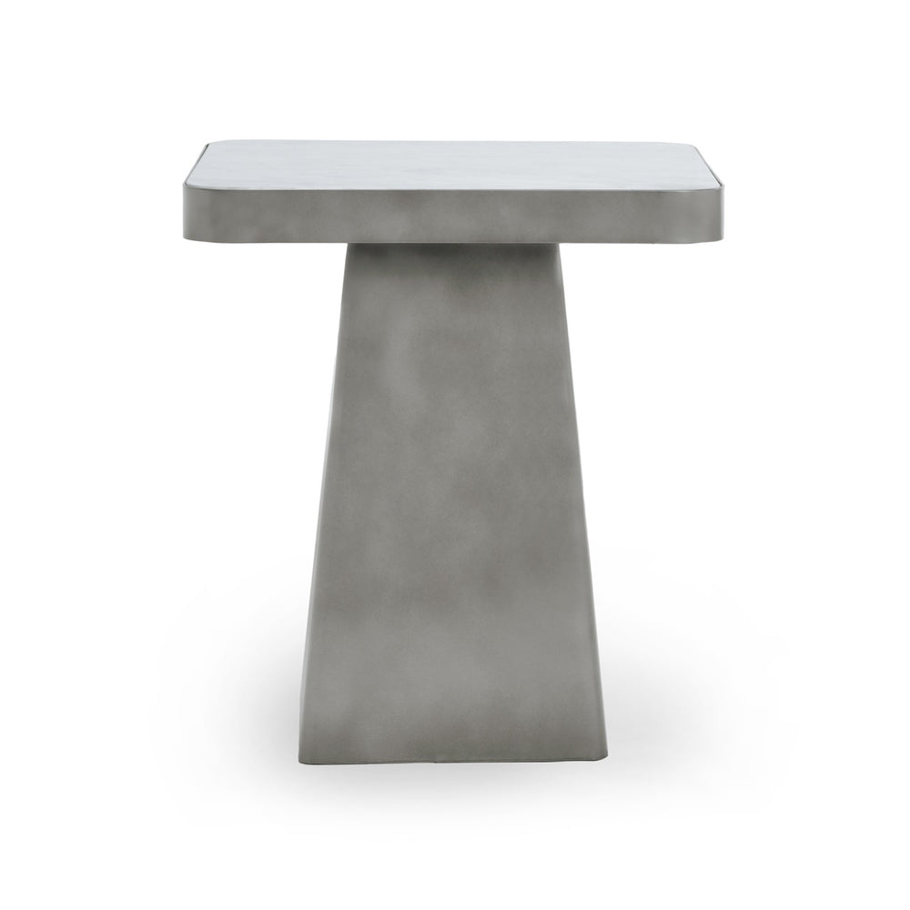 Far Marble/Metal Square End Table - White/Slate Gray