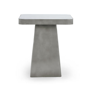 Far Marble/Metal Square End Table - White/Slate Gray