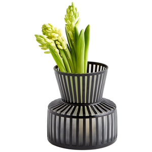 Lined Up Vase in Black