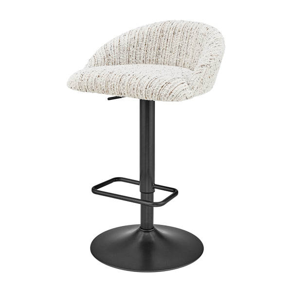 Jorrell KD Boucle Gaslift Swivel Bar Stool, Zenith White