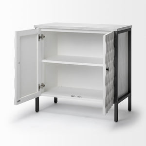 Savannah White Fir Veneer w/ Gray Metal 2-Door Accent Cabinet