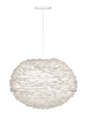 Eos Large Hardwired Pendant in White with White Cord