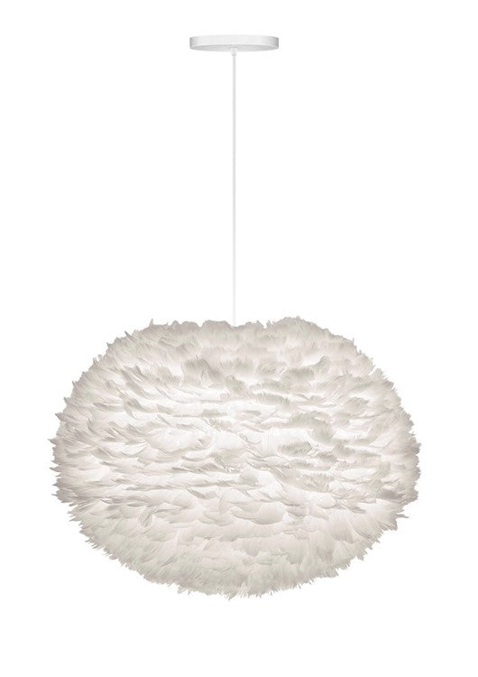 Eos Large Hardwired Pendant in White with White Cord