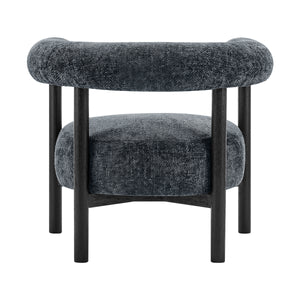 Vincent Chenille Accent Arm Chair Black Legs, Grenada Charcoal 