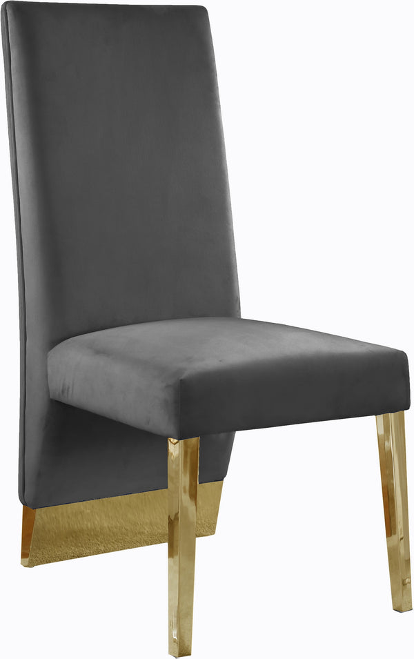 Stanley Dining Chair In Grey Velvet and Gold