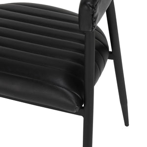 Preston Leather Dining Chair - Midnight Raven with Iron Base