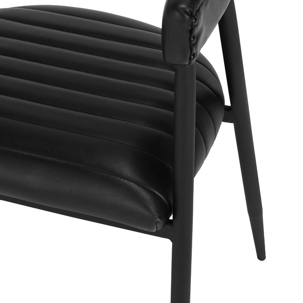 Preston Leather Dining Chair - Midnight Raven with Iron Base