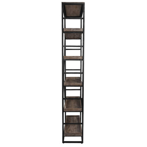 Evan Solid Wood Single Bookshelf with Iron Frame - Olive Brown