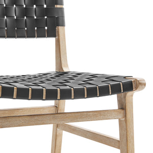 Marco Faux Leather Dining Side Chair Drift Wood Frame, Black 