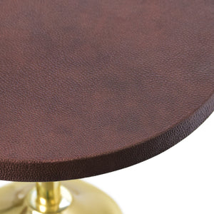 BRASS BASE CIGAR TABLE WITH ROUND LEATHER TOP