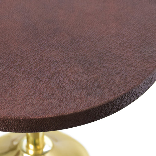 BRASS BASE CIGAR TABLE WITH ROUND LEATHER TOP