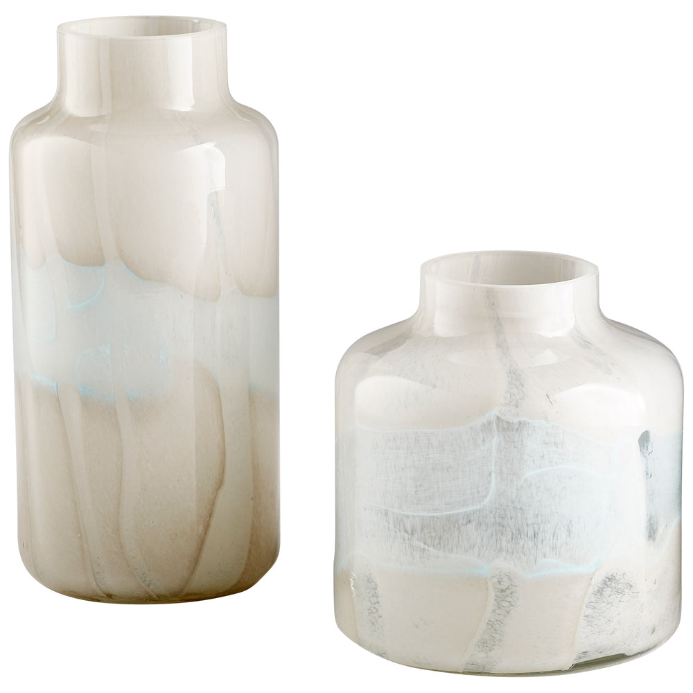 Large Lucerne Vase in Tan and Aqua