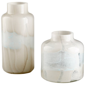 Large Lucerne Vase in Tan and Aqua