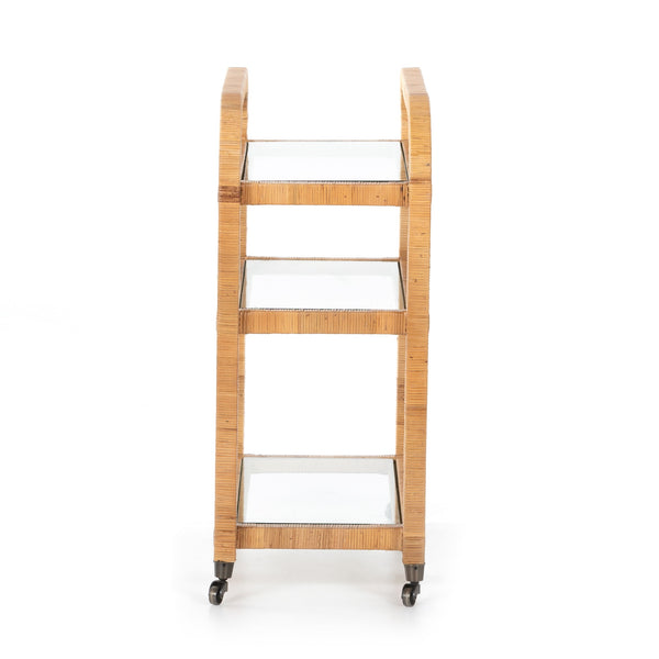 Dory Bar Cart In Honey Rattan